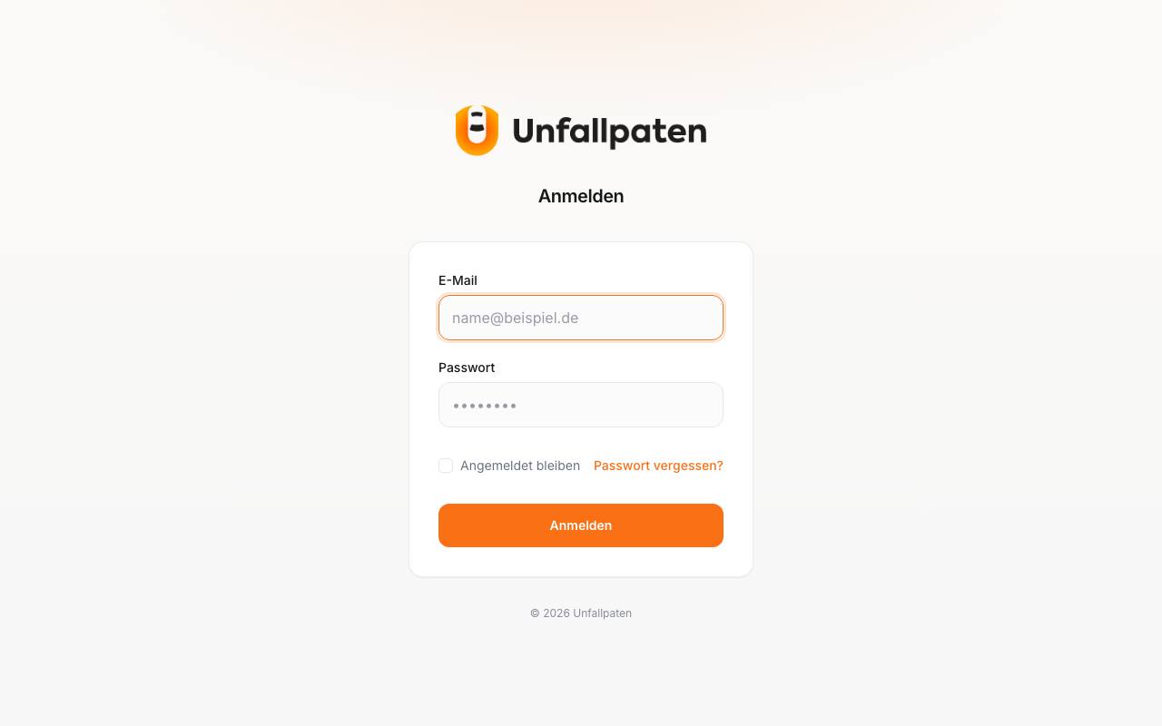 Startseite von Unfallpaten CRM